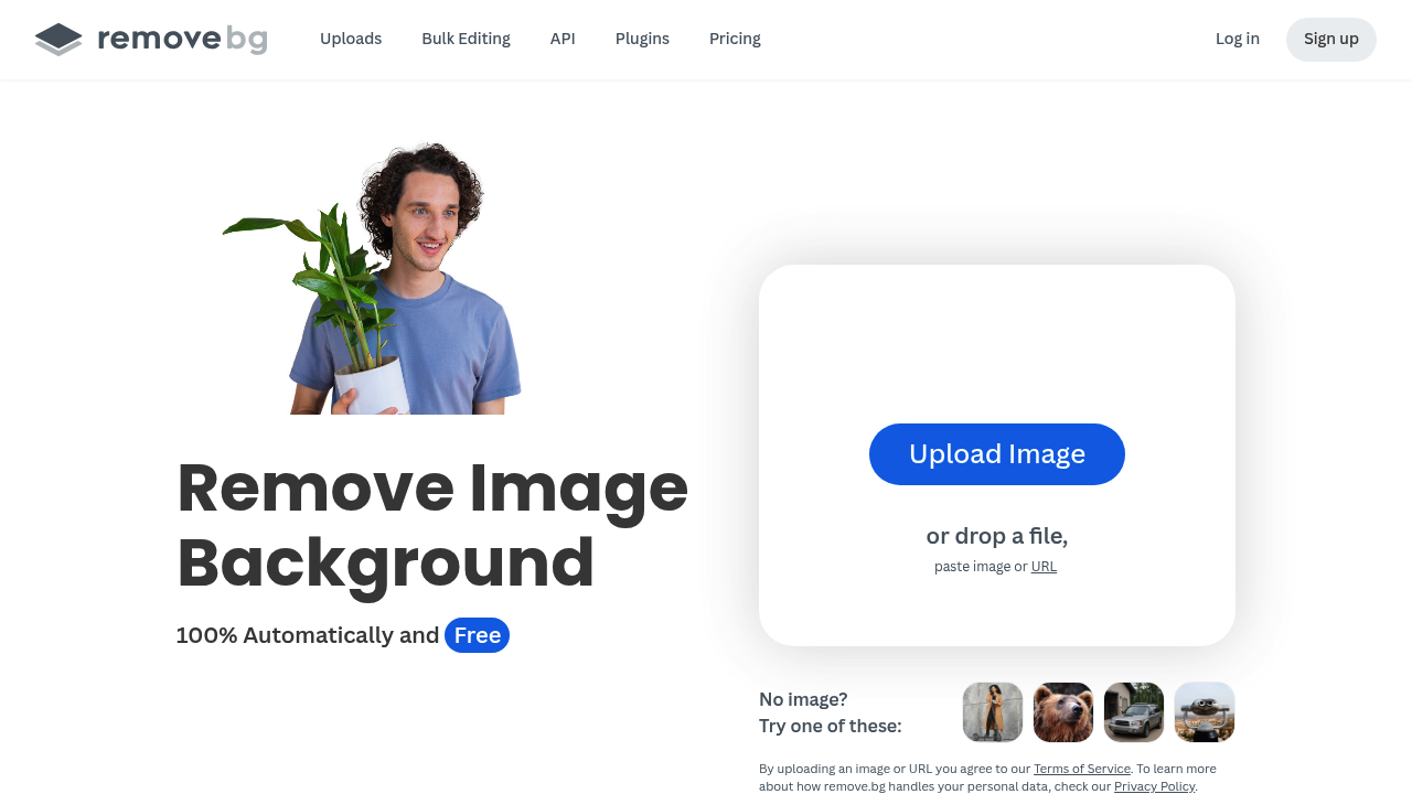Remove.bg homepage